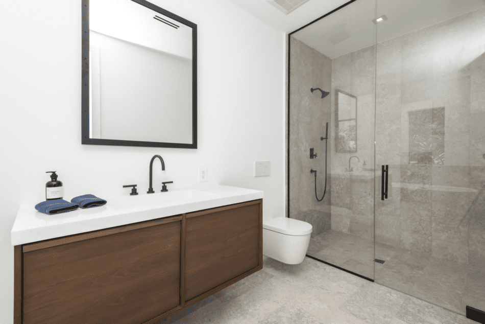 Modern Floating Bathroom Vanity with Matte Black Fixtures
