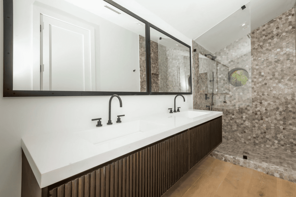 Textured Wood Vanity for a Sleek Custom Bathroom Look